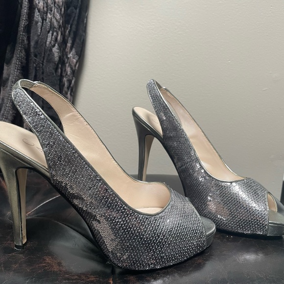 Caparros peep toe silver sequin heels - Picture 2 of 3
